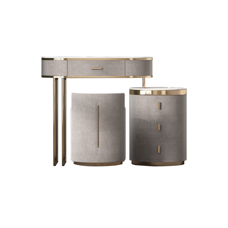 Sgabelli da tavolo da trucco da vanità a 5 cassetti con accento in legno