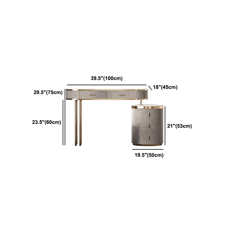 Sgabelli da tavolo da trucco da vanità a 5 cassetti con accento in legno