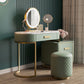 Vanity Mirrored Metal Makeup Dressing Table Stool Set in Green