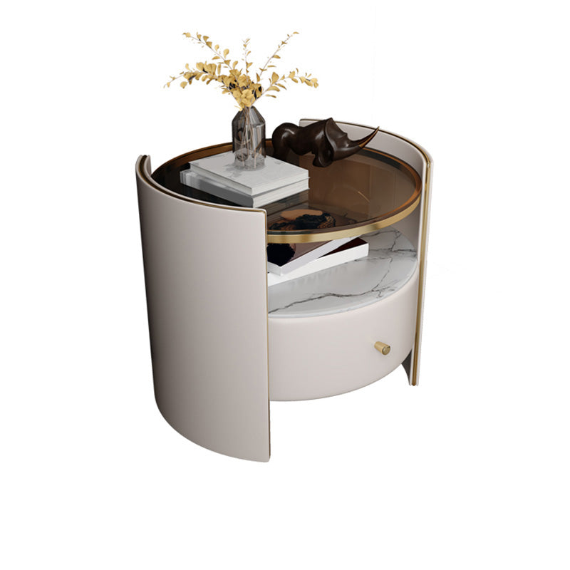 フェイクレザーナイトスタンドモダン1-引き出しアクセントテーブルナイトスタンド