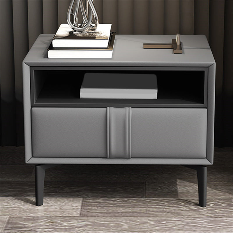 Contemporary Faux Leather Nightstand 18.5" Tall 1 - Drawer Nightstand Clearhalo 'Bedroom Furniture' 'furn' 'furn_night_stand' 'Furniture' 'night_stand' 'Nightstands' 5279746