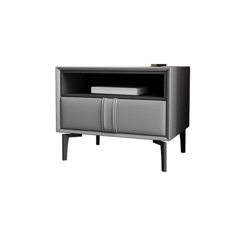 Contemporary Faux Leather Nightstand 18.5" Tall 1 - Drawer Nightstand Clearhalo 'Bedroom Furniture' 'furn' 'furn_night_stand' 'Furniture' 'night_stand' 'Nightstands' 5279755