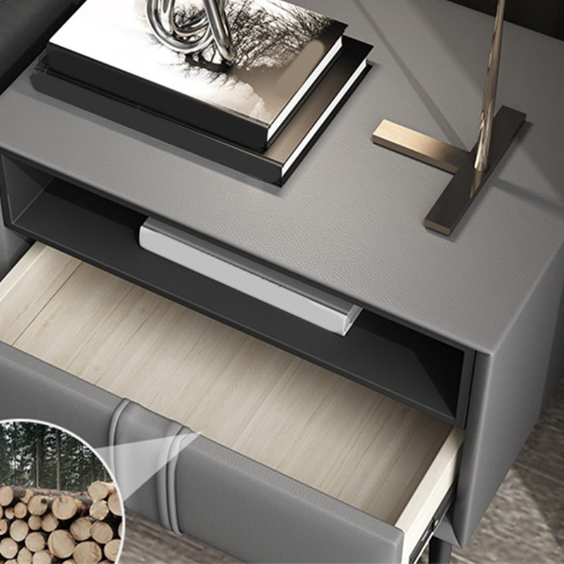 Nightand en faux cuir contemporain 18,5 "de haut 1 - Tire-table de tiroir