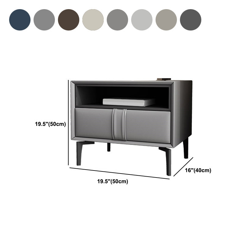 Contemporary Faux Leather Nightstand 18.5" Tall 1 - Drawer Nightstand Clearhalo 'Bedroom Furniture' 'furn' 'furn_night_stand' 'Furniture' 'night_stand' 'Nightstands' 5279760