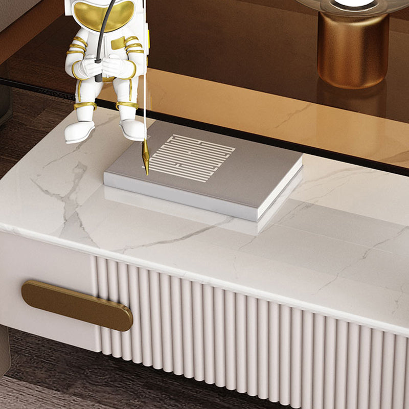 Wood Night Stand 18.9" Tall 1 - Drawer Nightstand with Tempered Glass Top Clearhalo 'Bedroom Furniture' 'furn' 'furn_night_stand' 'Furniture' 'night_stand' 'Nightstands' 5279766