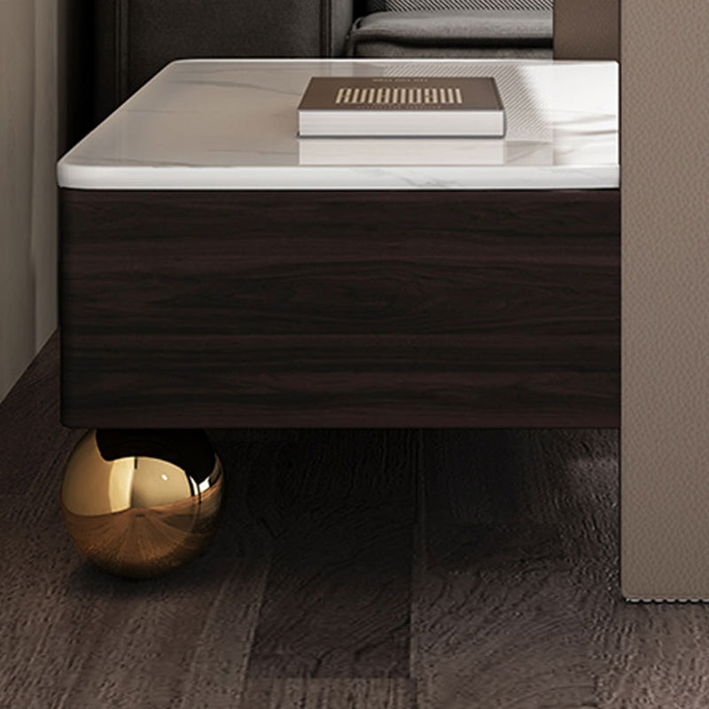 Wood Night Stand 18.9" Tall 1 - Drawer Nightstand with Tempered Glass Top Clearhalo 'Bedroom Furniture' 'furn' 'furn_night_stand' 'Furniture' 'night_stand' 'Nightstands' 5279767