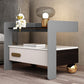 Wood Night Stand 18.9" Tall 1 - Drawer Nightstand with Tempered Glass Top Grey Clearhalo 'Bedroom Furniture' 'furn' 'furn_night_stand' 'Furniture' 'night_stand' 'Nightstands' 5279770