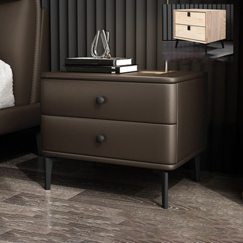 Modern Stone Top Nightstand 2 - Drawer Nightstand with Gold/Black Legs