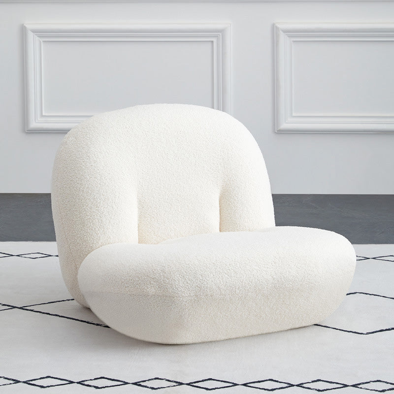 Wool Armless Chair 31.49" L x 27.55" W x 26.77" H Swivel Chair for Living Room Off-White Non-Swivel Clearhalo 'Accent Chairs' 'accent_chairs' 'Chairs & Seating' 'furn' 'furn_accent_chairs' 'Furniture' 'Living Room Furniture' 5280090
