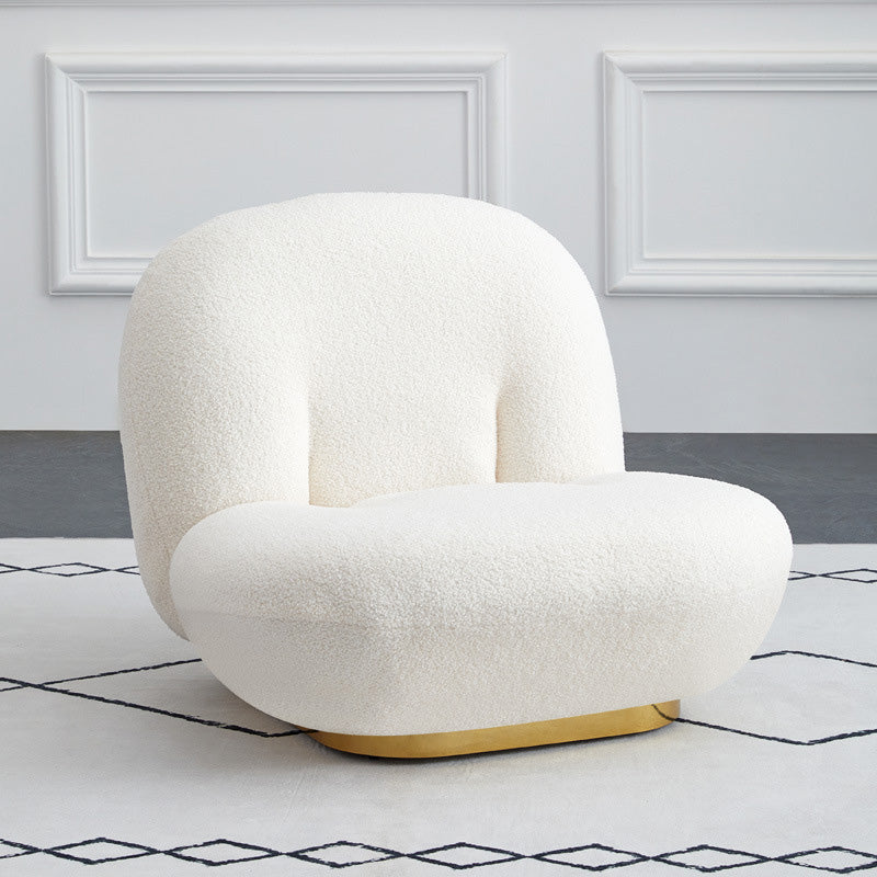Wool Armless Chair 31.49" L x 27.55" W x 26.77" H Swivel Chair for Living Room Off-White Swivel Clearhalo 'Accent Chairs' 'accent_chairs' 'Chairs & Seating' 'furn' 'furn_accent_chairs' 'Furniture' 'Living Room Furniture' 5280098