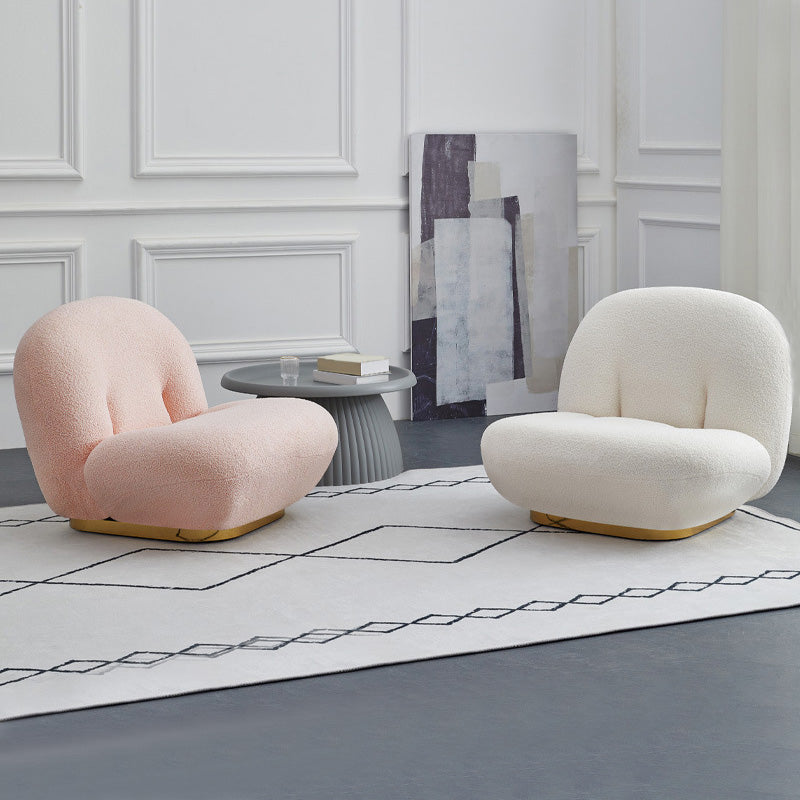 Wool Armless Chair 31.49" L x 27.55" W x 26.77" H Swivel Chair for Living Room Clearhalo 'Accent Chairs' 'accent_chairs' 'Chairs & Seating' 'furn' 'furn_accent_chairs' 'Furniture' 'Living Room Furniture' 5280101