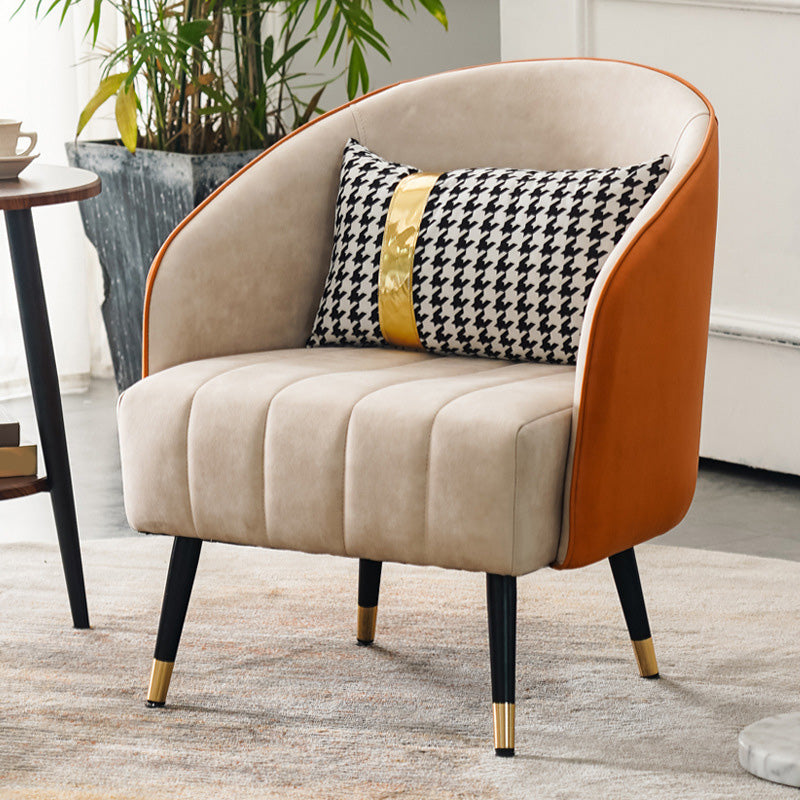 Barrel Accent Chair 25.59" L x 25.59" W x 31.10" H Basic Four Leg Barrel Chair Beige Orange Clearhalo 'Accent Chairs' 'accent_chairs' 'Chairs & Seating' 'furn' 'furn_accent_chairs' 'Furniture' 'Living Room Furniture' 5280132