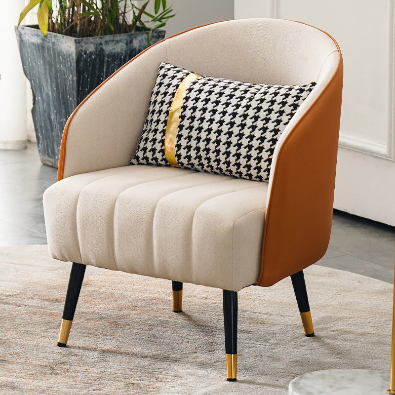 Barrel Accent Chair 25.59" L x 25.59" W x 31.10" H Basic Four Leg Barrel Chair Orange White Clearhalo 'Accent Chairs' 'accent_chairs' 'Chairs & Seating' 'furn' 'furn_accent_chairs' 'Furniture' 'Living Room Furniture' 5280135