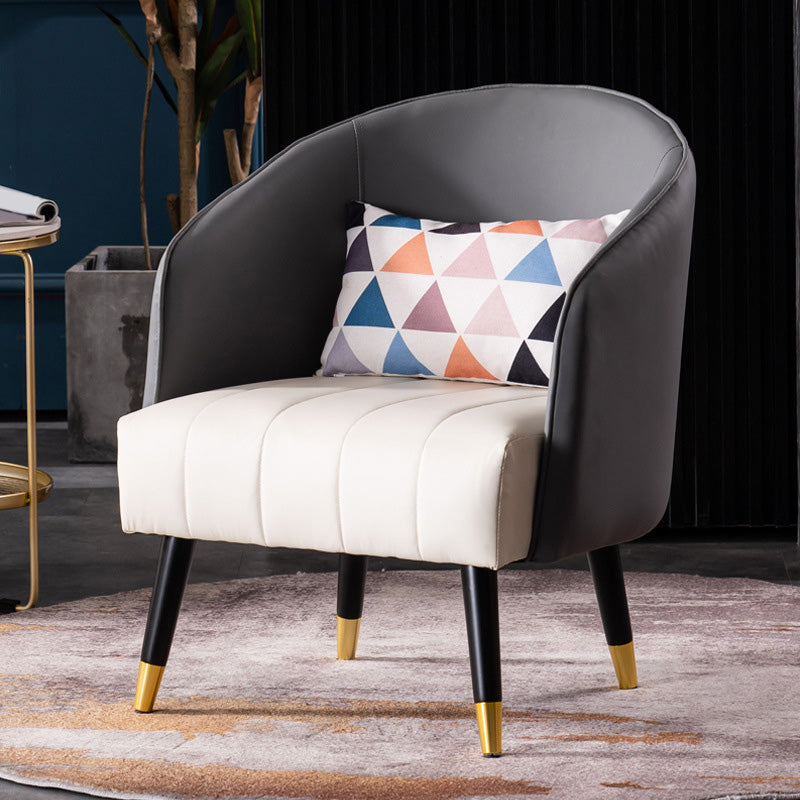 Barrel Accent Chair 25.59" L x 25.59" W x 31.10" H Basic Four Leg Barrel Chair Gray White White Clearhalo 'Accent Chairs' 'accent_chairs' 'Chairs & Seating' 'furn' 'furn_accent_chairs' 'Furniture' 'Living Room Furniture' 5280138