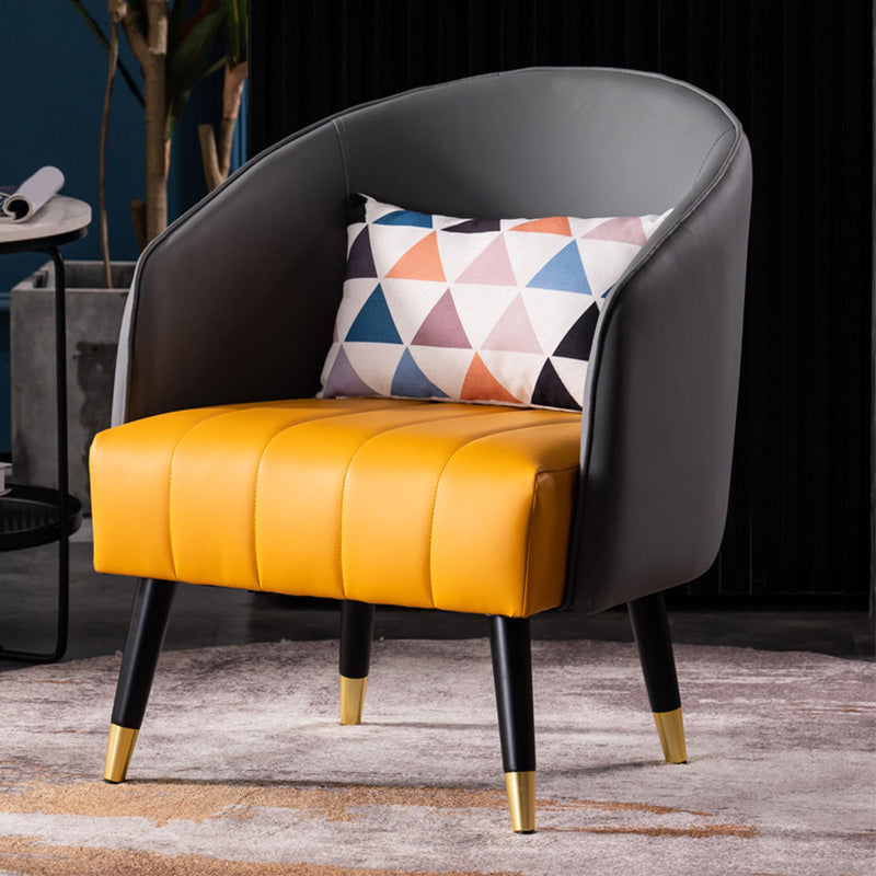 Barrel Accent Chair 25.59" L x 25.59" W x 31.10" H Basic Four Leg Barrel Chair Light Grey-Yellow Clearhalo 'Accent Chairs' 'accent_chairs' 'Chairs & Seating' 'furn' 'furn_accent_chairs' 'Furniture' 'Living Room Furniture' 5280141