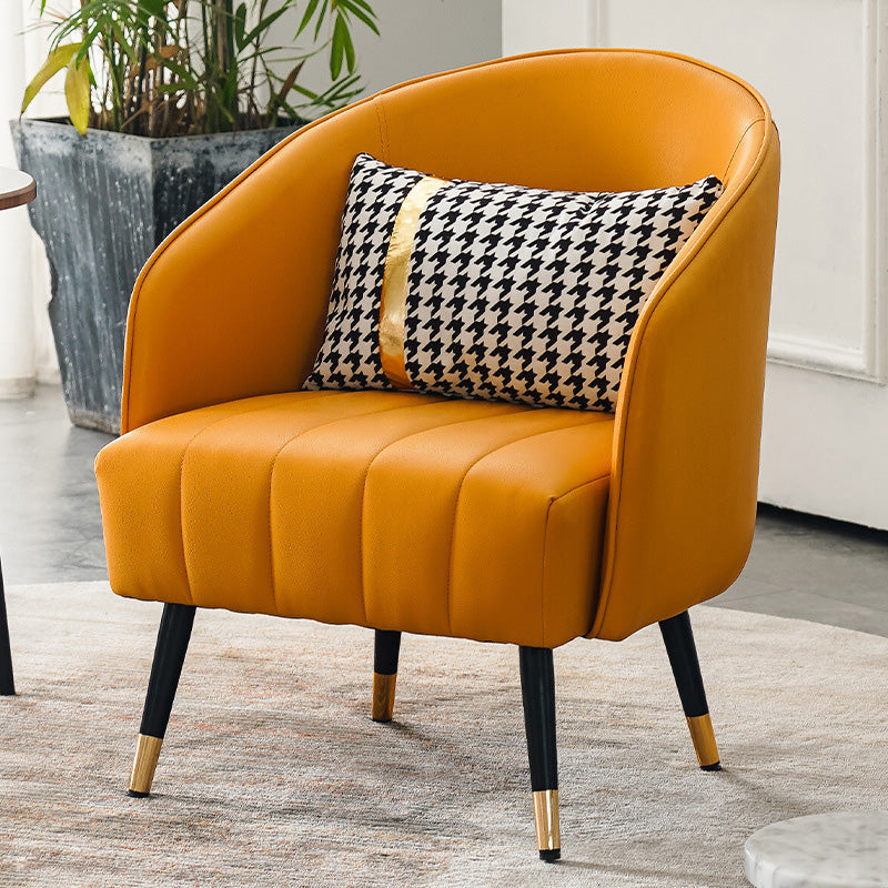 Barrel Accent Chair 25.59" L x 25.59" W x 31.10" H Basic Four Leg Barrel Chair Lemon Yellow Clearhalo 'Accent Chairs' 'accent_chairs' 'Chairs & Seating' 'furn' 'furn_accent_chairs' 'Furniture' 'Living Room Furniture' 5280143