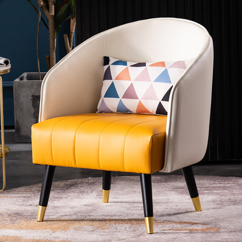 Barrel Accent Chair 25.59" L x 25.59" W x 31.10" H Basic Four Leg Barrel Chair White Yellow Clearhalo 'Accent Chairs' 'accent_chairs' 'Chairs & Seating' 'furn' 'furn_accent_chairs' 'Furniture' 'Living Room Furniture' 5280145