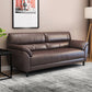 Stain Resistant Leather Settee Couch Pillow Top Arm Sofa Couch in Brown