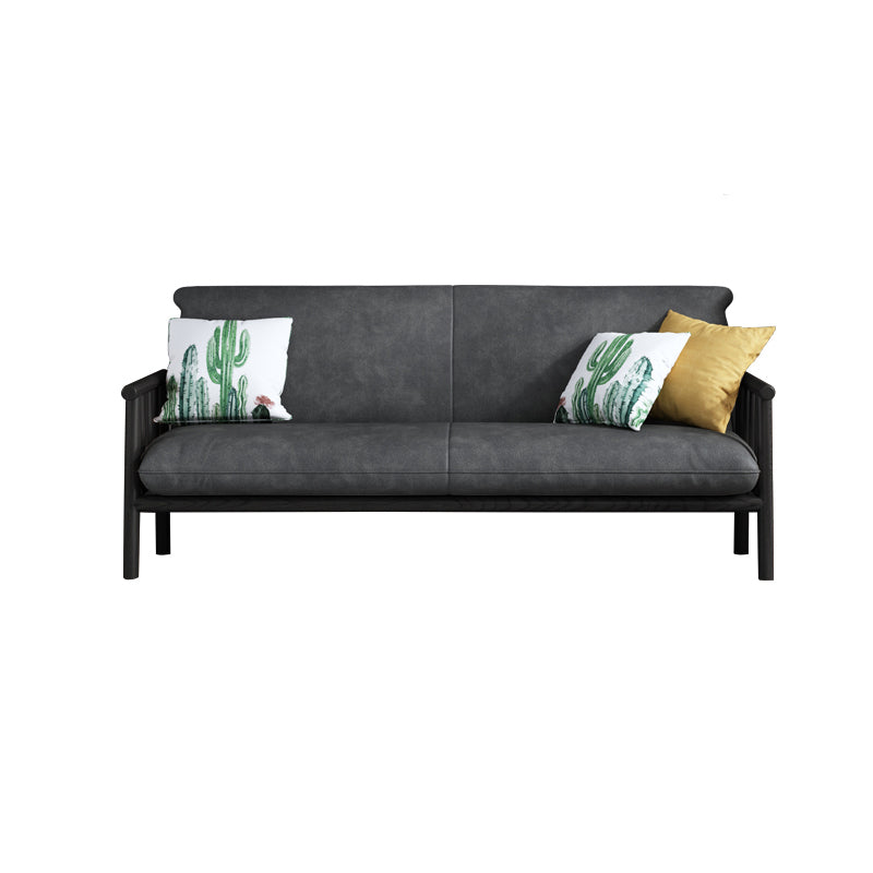 Contemporary Cushions Standard Tuxedo Arm Living Room Faux Leather Settee Grey Black Clearhalo &#39;furn&#39; &#39;furn_sofas&#39; &#39;Furniture&#39; &#39;Living Room Furniture&#39; &#39;Sofa&#39; &#39;sofas&#39; 5280373