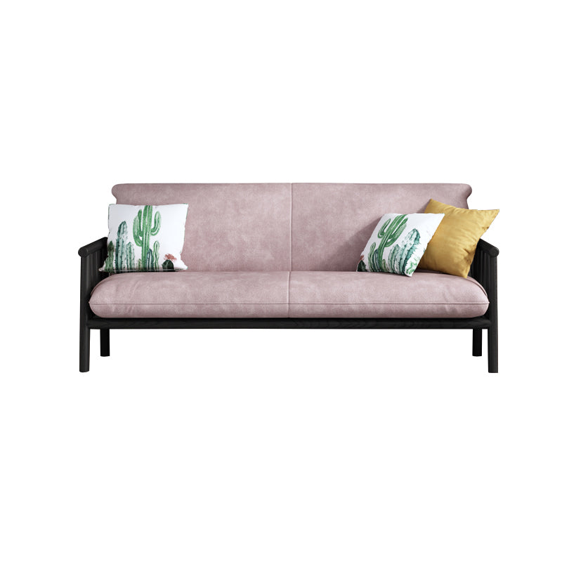 Contemporary Cushions Standard Tuxedo Arm Living Room Faux Leather Settee Pink Black Clearhalo &#39;furn&#39; &#39;furn_sofas&#39; &#39;Furniture&#39; &#39;Living Room Furniture&#39; &#39;Sofa&#39; &#39;sofas&#39; 5280377