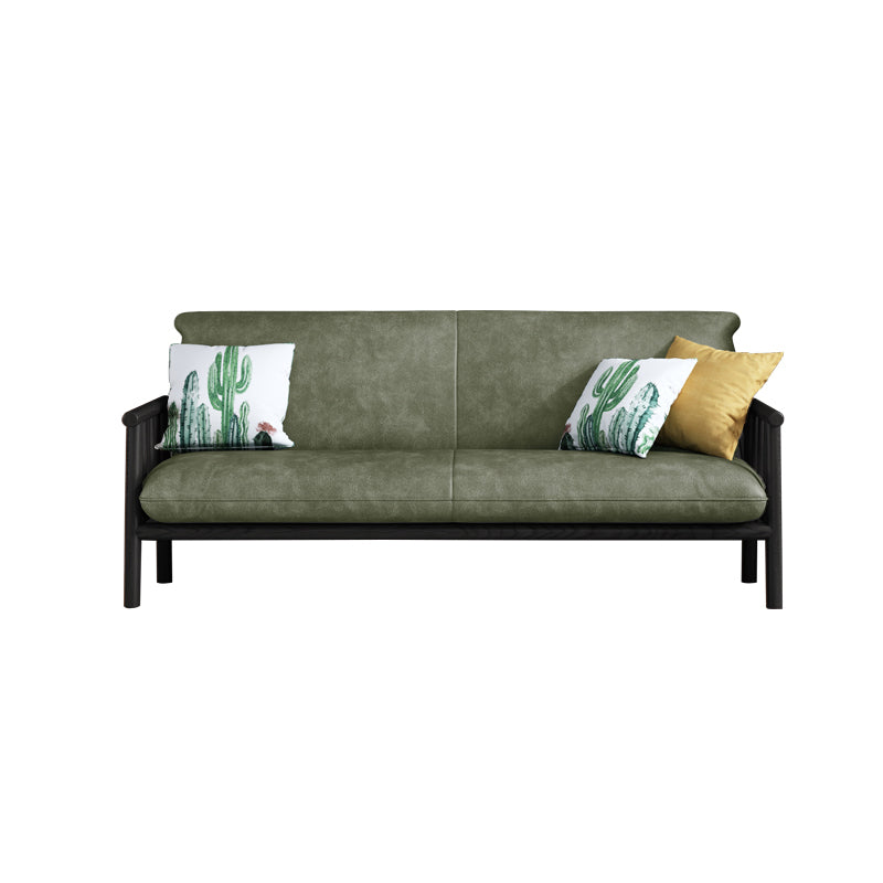 Contemporary Cushions Standard Tuxedo Arm Living Room Faux Leather Settee Turquoise Black Clearhalo &#39;furn&#39; &#39;furn_sofas&#39; &#39;Furniture&#39; &#39;Living Room Furniture&#39; &#39;Sofa&#39; &#39;sofas&#39; 5280381