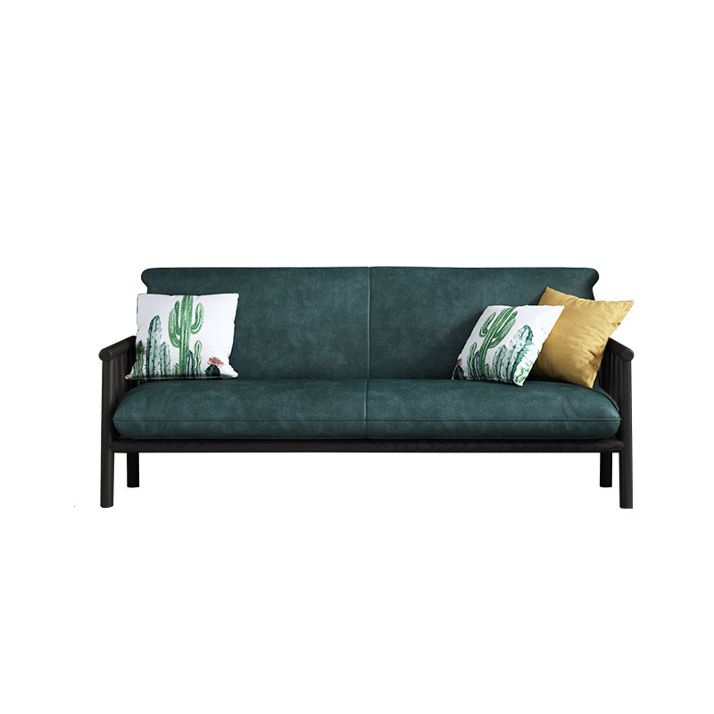 Contemporary Cushions Standard Tuxedo Arm Living Room Faux Leather Settee Green Black Clearhalo &#39;furn&#39; &#39;furn_sofas&#39; &#39;Furniture&#39; &#39;Living Room Furniture&#39; &#39;Sofa&#39; &#39;sofas&#39; 5280386