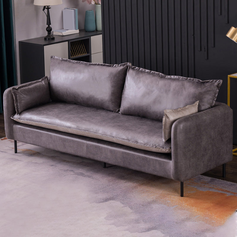 Standard Square Arm Sofa Set Contemporary Stain Resistant Sofa Couch with Pillows 47"L x 29.5"W x 33.5"H Gray-Yellow Clearhalo 'furn' 'furn_sofas' 'Furniture' 'Living Room Furniture' 'Sofa' 'sofas' 5280422