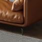Contemporary Leathe Pillow Top Arm Sofa Set with Pillows in Brown