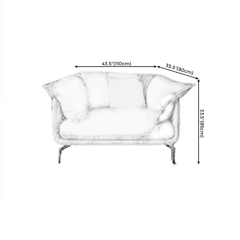 Contemporary Leathe Pillow Top Arm Sofa Set with Pillows in Brown