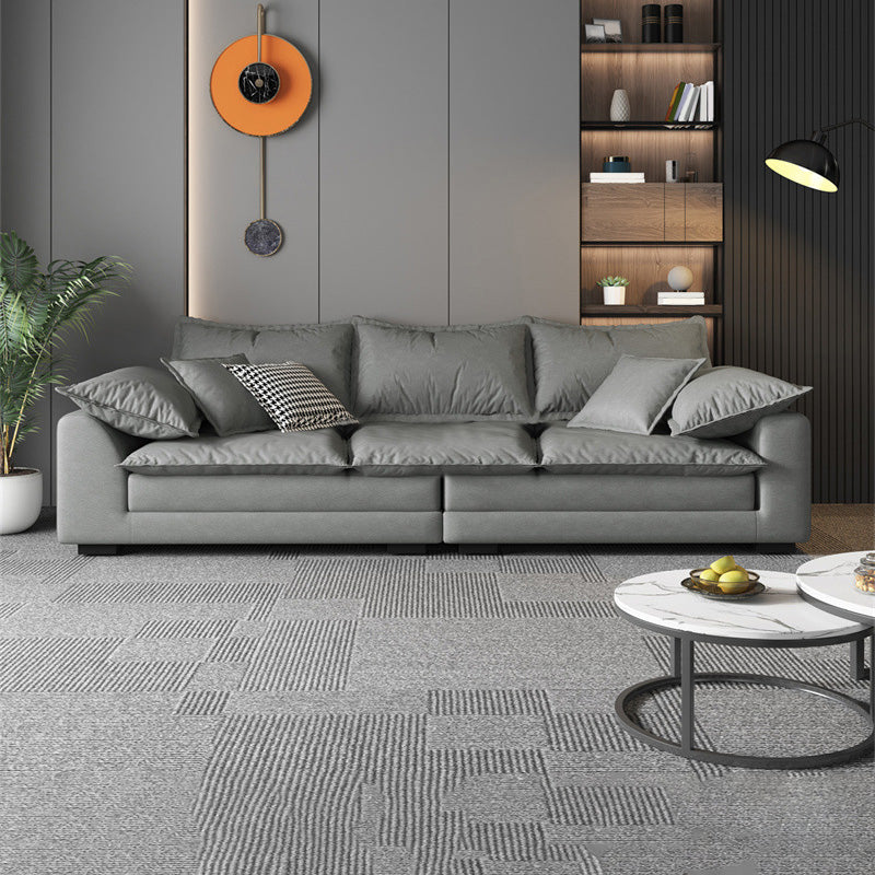 Stain Resistant Sofa Couch Square Arm Sofa Set with Pillows in Grey 83"L x 39"W x 29.5"H Down Clearhalo 'furn' 'furn_sofas' 'Furniture' 'Living Room Furniture' 'Sofa' 'sofas' 5280468