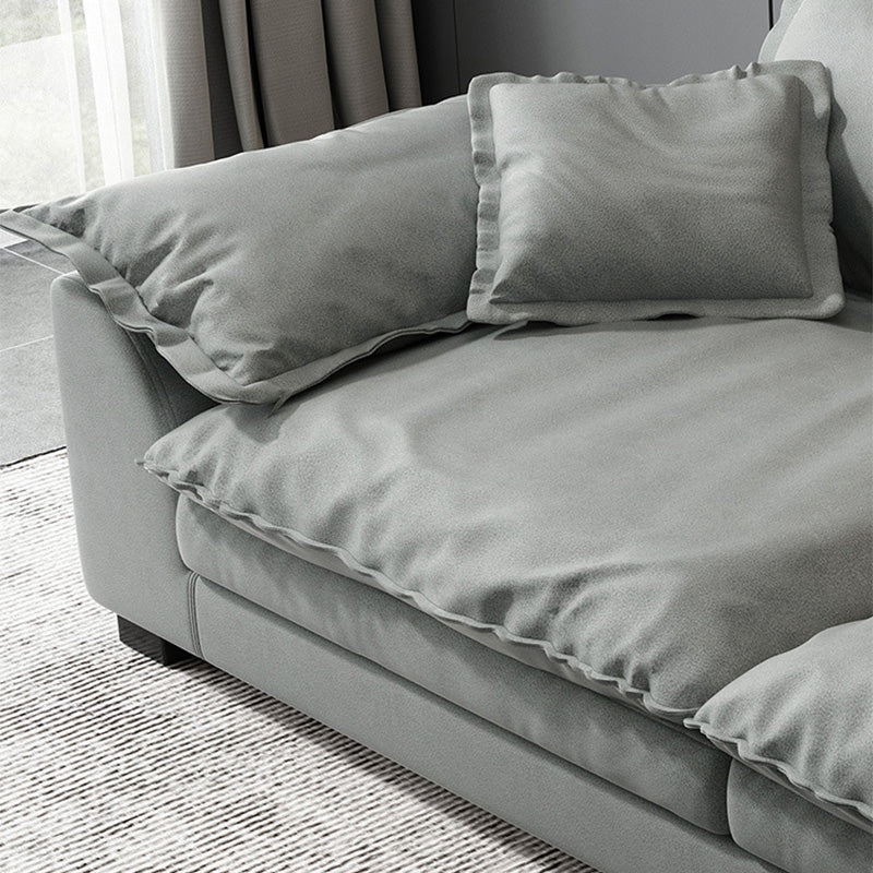 Stain Resistant Sofa Couch Square Arm Sofa Set with Pillows in Grey Clearhalo 'furn' 'furn_sofas' 'Furniture' 'Living Room Furniture' 'Sofa' 'sofas' 5280472