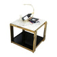 Marble Top Side Table Square Shelf Included End Table - 20.47"/22.83" H