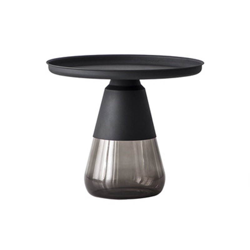 Modern Style Black/gold Metal Countertop Glass Base Grey/green Round Side Table 23.6"L x 23.6"W x 20.5"H Gray Black Clearhalo 'Coffee & Accent Tables' 'End & Side Tables' 'end_side_tables' 'furn' 'furn_end_side_tables' 'Furniture' 'Living Room Furniture' 5280671