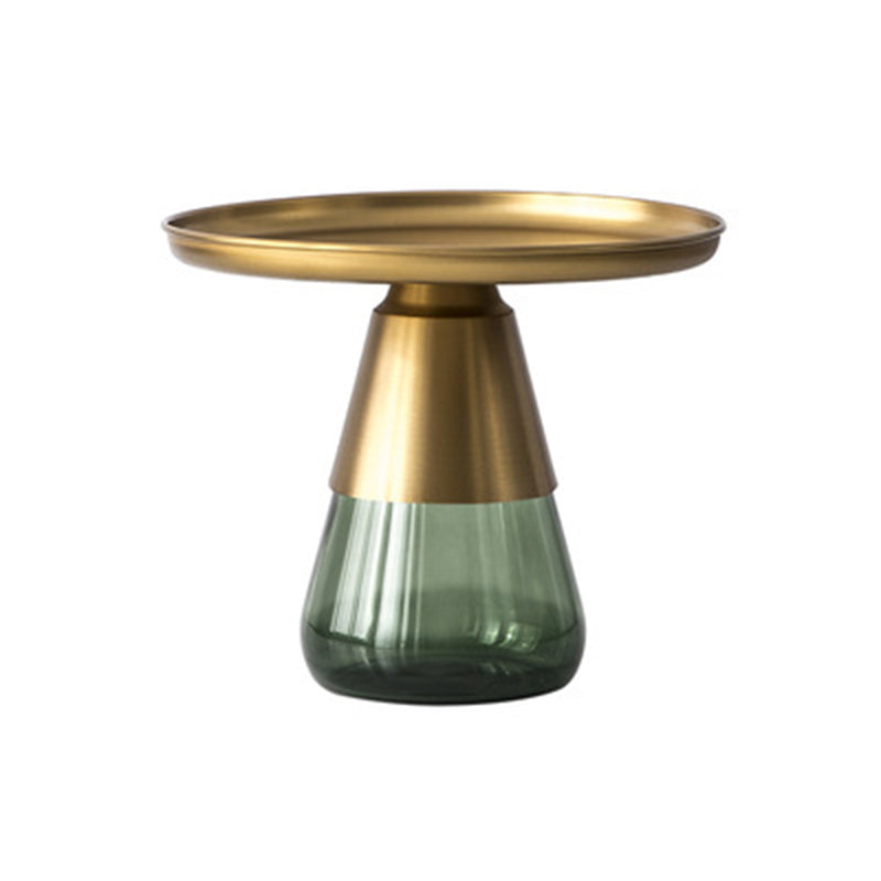 Modern Style Black/gold Metal Countertop Glass Base Grey/green Round Side Table 23.6"L x 23.6"W x 20.5"H Green Gold Clearhalo 'Coffee & Accent Tables' 'End & Side Tables' 'end_side_tables' 'furn' 'furn_end_side_tables' 'Furniture' 'Living Room Furniture' 5280673