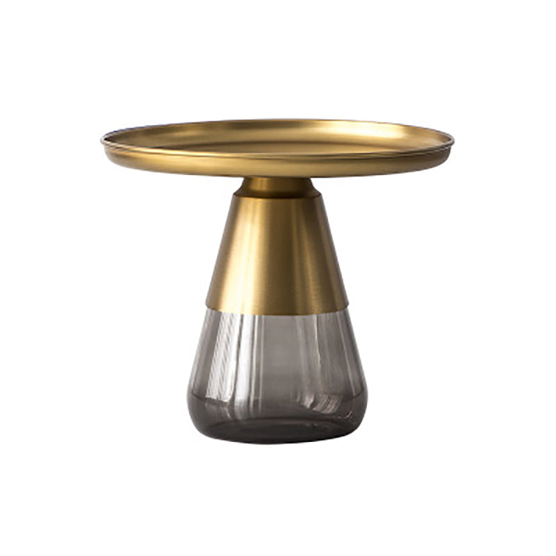 Modern Style Black/gold Metal Countertop Glass Base Grey/green Round Side Table 23.6"L x 23.6"W x 20.5"H Gray Gold Clearhalo 'Coffee & Accent Tables' 'End & Side Tables' 'end_side_tables' 'furn' 'furn_end_side_tables' 'Furniture' 'Living Room Furniture' 5280676