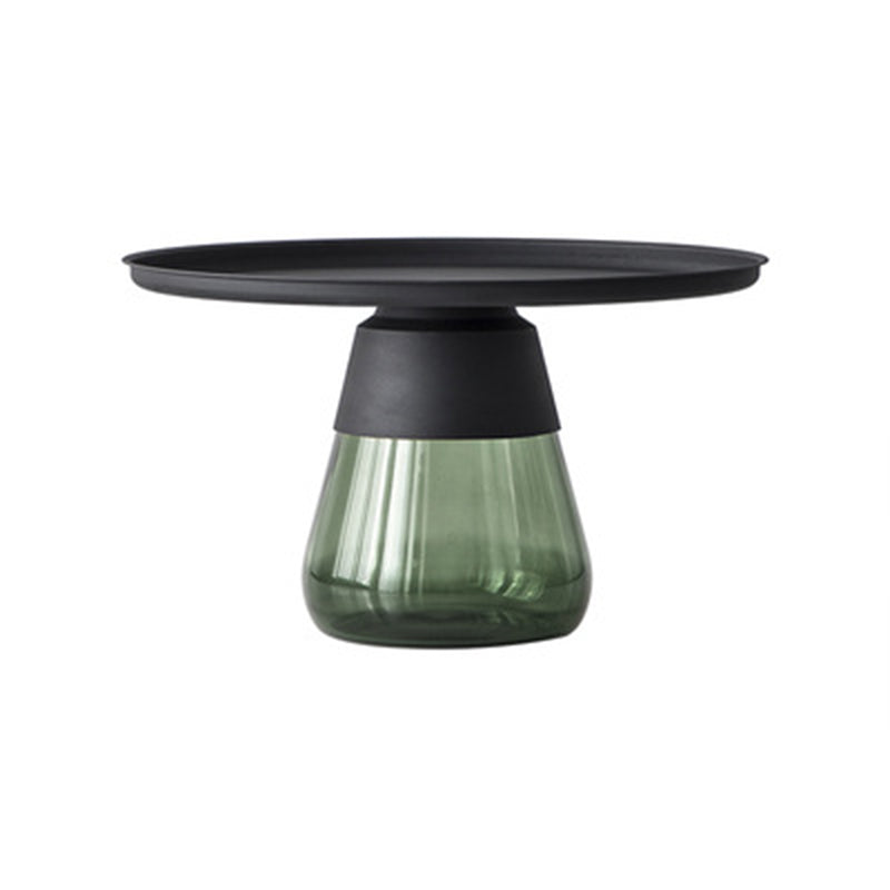 Modern Style Black/gold Metal Countertop Glass Base Grey/green Round Side Table 27.5"L x 27.5"W x 16.5"H Green Black Clearhalo 'Coffee & Accent Tables' 'End & Side Tables' 'end_side_tables' 'furn' 'furn_end_side_tables' 'Furniture' 'Living Room Furniture' 5280678