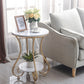 Glam Round Glossy Marble Top End Table Metal Curved Sofa Side End Table