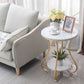 Glam Round Glossy Marble Top End Table Metal Curved Sofa Side End Table