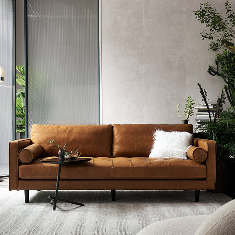 Bruin lederen bank Square arm Standaard bankstoelen