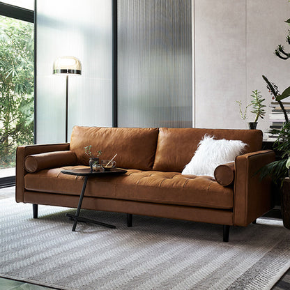 Bruin lederen bank Square arm Standaard bankstoelen