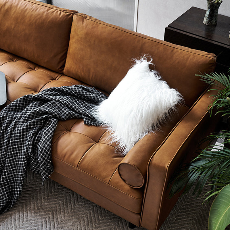 Bruin lederen bank Square arm Standaard bankstoelen