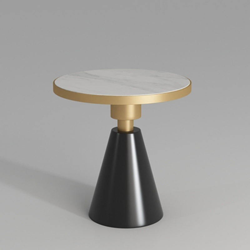 21.6" Tall Pedestal End Table, Glossy Marble Top Round End Table Black White Clearhalo 'Coffee & Accent Tables' 'End & Side Tables' 'end_side_tables' 'furn' 'furn_end_side_tables' 'Furniture' 'Living Room Furniture' 5280782