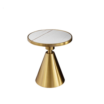 21.6" Tall Pedestal End Table, Glossy Marble Top Round End Table Gold White Gold Clearhalo 'Coffee & Accent Tables' 'End & Side Tables' 'end_side_tables' 'furn' 'furn_end_side_tables' 'Furniture' 'Living Room Furniture' 5280783