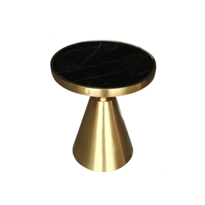 21.6" Tall Pedestal End Table, Glossy Marble Top Round End Table Gold Black Clearhalo 'Coffee & Accent Tables' 'End & Side Tables' 'end_side_tables' 'furn' 'furn_end_side_tables' 'Furniture' 'Living Room Furniture' 5280787