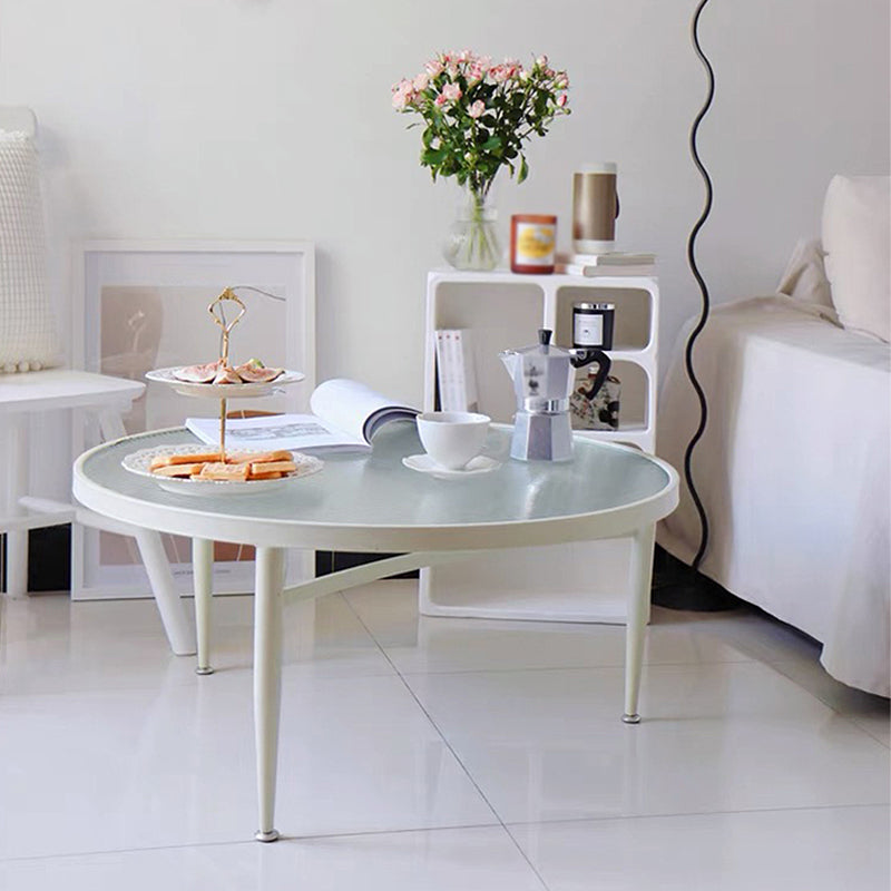 Table basse à 3 jambes de la ronde moderne claire en verre transparent - 23,6 "/27,6" /31,5 "