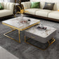 Faux Marble Frame Coffee Table Fixed Modern Square Cocktail Table