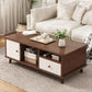 Rectangular Wooden Coffee Table 1 Single Cocktail Table with Storage Drawers