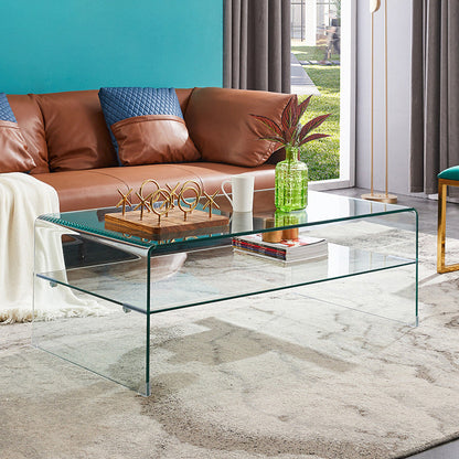 Modern Style Black/transparent Rectangular Coffee Table with Tempered Glass Top Clear Clearhalo 'Coffee & Accent Tables' 'Coffee Tables' 'coffee_tables' 'furn' 'furn_coffee_tables' 'Furniture' 'Living Room Furniture' 5280928