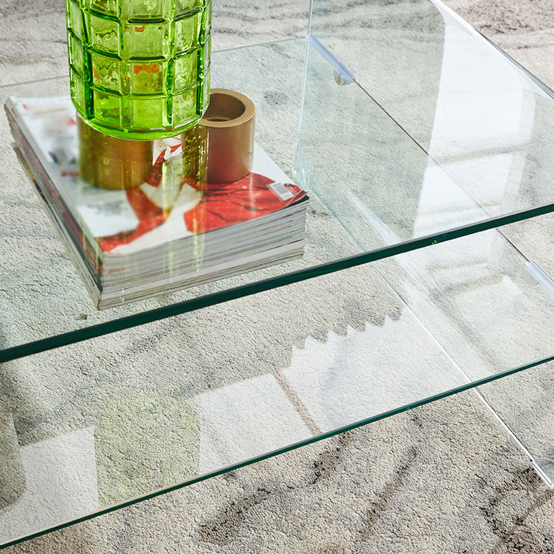 Modern Style Black/transparent Rectangular Coffee Table with Tempered Glass Top Clearhalo 'Coffee & Accent Tables' 'Coffee Tables' 'coffee_tables' 'furn' 'furn_coffee_tables' 'Furniture' 'Living Room Furniture' 5280929