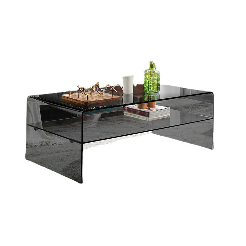 Modern Style Black/transparent Rectangular Coffee Table with Tempered Glass Top Black Clearhalo 'Coffee & Accent Tables' 'Coffee Tables' 'coffee_tables' 'furn' 'furn_coffee_tables' 'Furniture' 'Living Room Furniture' 5280931